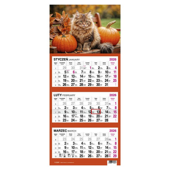 Kalendarz 2026 trójdzielny Kot