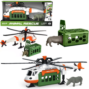 HELIKOPTER TRANSPORTOWY DLA ZWIERZĄT ZESTAW RATUNKOWY ZABAWKA DLA DZIECI