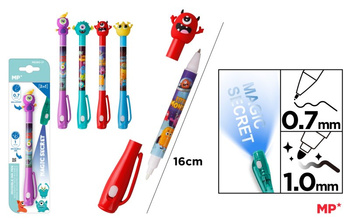 Długopis Szpiegowski MP UV z podwójną końcówką Potwory blister 1szt.mix