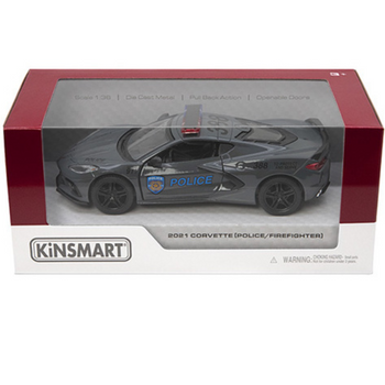 Model Samochodu Corvette 2021 Policja Straż Metalowy Autko Kolekcjonerskie