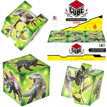 Układanka edukacyjna kostka logiczna dinozaury dla dzieci kreatywność 3x3x3