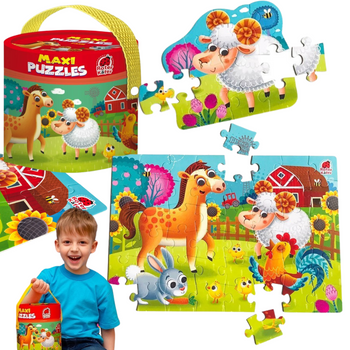 Gra Edukacyjna Maxi Puzzle 2w1 Farma Obrazki Układanka Roter Kafer 60 Elem