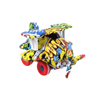 SAMOLOT METALOWY Z GRAFFITI ZABAWKA PREZENT DLA DZIECKA SAMOLOCIK LATAJĄCY