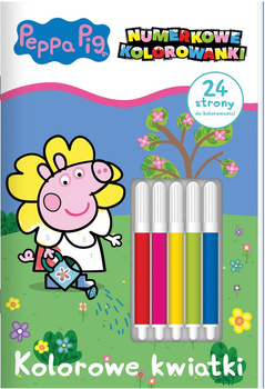 Kolorowe kwiatki. Świnka Peppa. Numerkowe kolorowanki