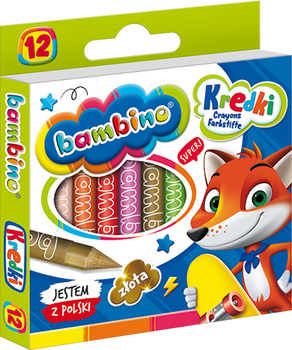 Kredki BAMBINO 12 kolorów + temperówka ZWIERZAKI UCZNIAKI do szkoły klasy