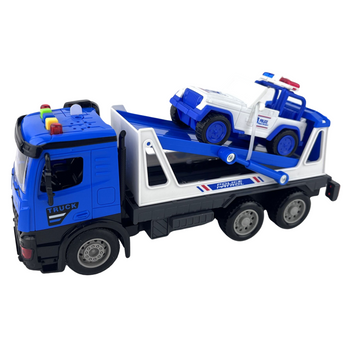 Ciężarówka laweta z samochodem policyjnym zabawka świecąca dźwiękowa