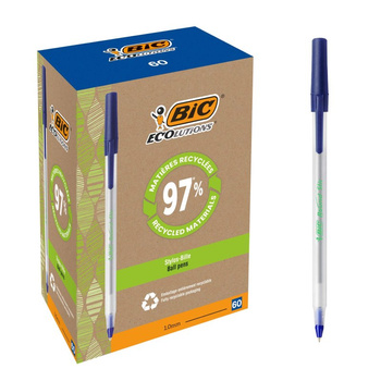 Pudełko Długopis BIC Round Stic Ecolutions niebieski 60 szt.