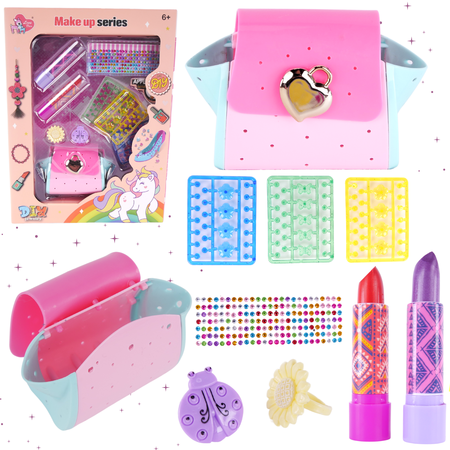 Zestaw Do Makijażu Dla Dzieci Torebka Kosmetyki Szminka Prezent