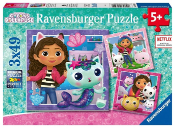 Puzzle dla dzieci 3x49 Koci Domek Gabi Ravensburger