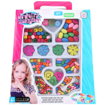 Koraliki drewniane kolorowe zestaw do tworzenia biżuterii kreatywne DIY