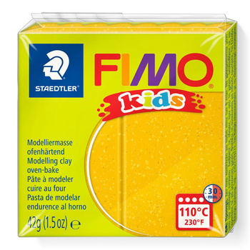 Kostka FIMO Kids 42g złoty brokatowy masa termoutwardzalna Staedtler