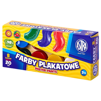 Farby plakatowe Astra 8 kol x 20 ml PREMIUM BOX