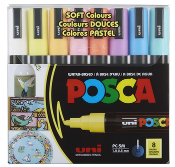 Markery PC-5M soft colors pastelowe kolory Posca Uni