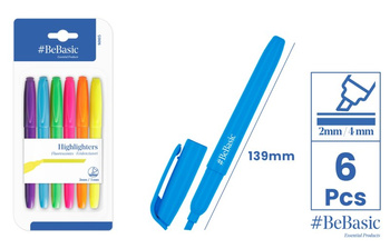 Zakreślacz Fluorescencyjny BeBasic blister 6 sztuk