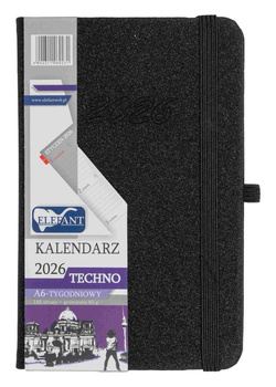 Kalendarz 2026 Techno A6 tygodniowy czarny