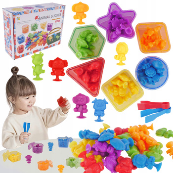 Zestaw Edukacyjny Nauka Liczenia Kolorów Zwierzątka Sortery Gra Montessori