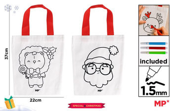 Torba świąteczna do malowania Mikołaj lub Kotek z flamastrami 1szt.mix