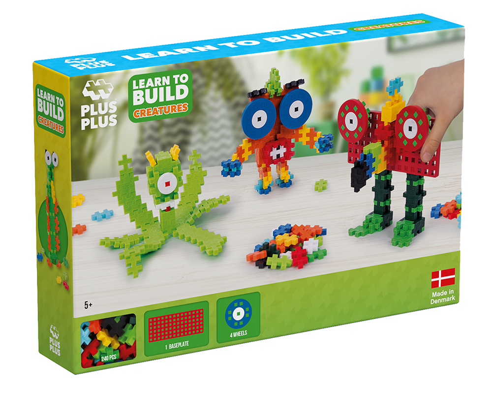 PLUS-PLUS Naucz się budować potworki – opakowanie zestawu klocków konstrukcyjnych 240 elementów