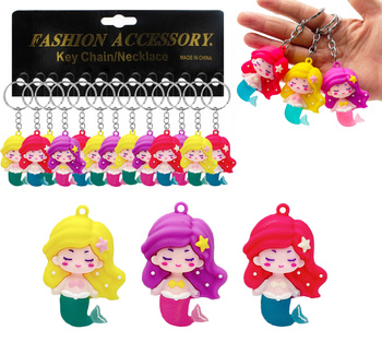 BRELOK BRELOCZEK DO KLUCZY TOREBKI ZAWIESZKA UROCZY SYRENKA GUMOWA 12 SZTUK