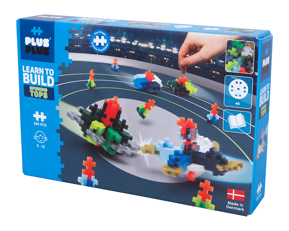 Zawartość zestawu Plus-Plus Naucz się budować spinnery 200 – klocki i elementy ułożone obok siebie