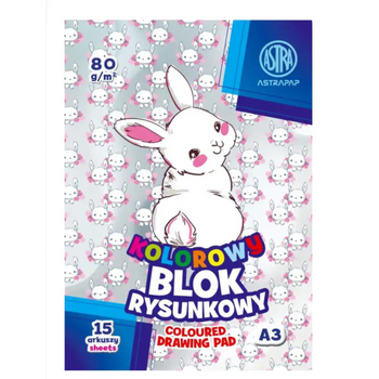 Blok kolorowy barwiony w masie ASTRAPAP A3 80g 15 ark "Pixel&Rabbit"