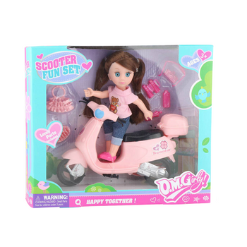 Lalka na skuterze z akcesoriami modna zabawka dla dziewczynek 75cm