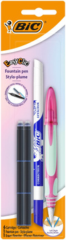 Pióro wieczne + Wkłady+ Wymazywacz niebieski BIC Easy Clic Standard FP blister 1+6+1szt mix