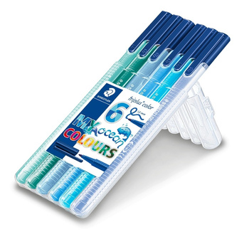 Flamaster Triplus 1 mm 6 szt. w etui kolory oceanu Staedtler