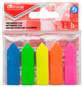 Zakładki indeksujące Office Products strzałka PP 12x45mm mix kolorów