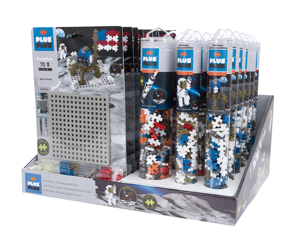 Display PLUS-PLUS TUBY KOSMOS z tubami i podstawkami do klocków konstrukcyjnych