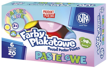 Farby plakatowe pastelowe Astra 6 kol x 20 ml STANDARD BOX