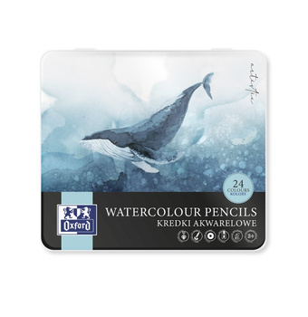 Kredki akwarelowe artistic Oxford a w pudełku metalowym 24 kolory