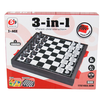 GRA CHIŃCZYK SZACHY WARCABY MAGNETYCZNA PLANSZA PRZENOŚNA ZESTAW 3W1