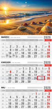 Kalendarz 2026 trójdzielny ekonomiczny z magnesem Plaża KTM VM14