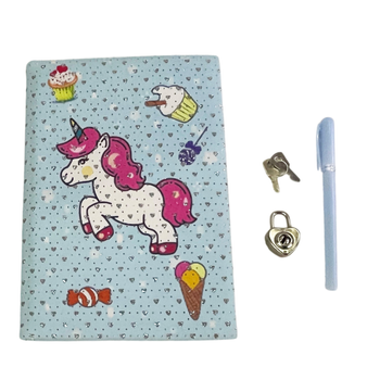 PAMIĘTNIK Z KLUCZYKIEM JEDNOROŻEC NOTES Z DŁUGOPISEM KRYSZTAŁKI PREZENT
