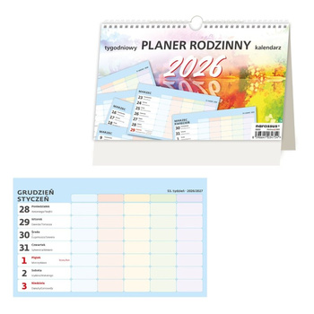 Kalendarz 2026 biurkowy tygodniowy Planer Rodzinny