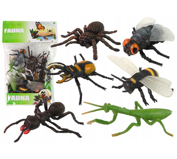 ZESTAW FIGUREK OWADY PAJĄK FIGURKA INSEKTY ZWIERZĘTA FIGURKI ROBAKI 6 SZTUK