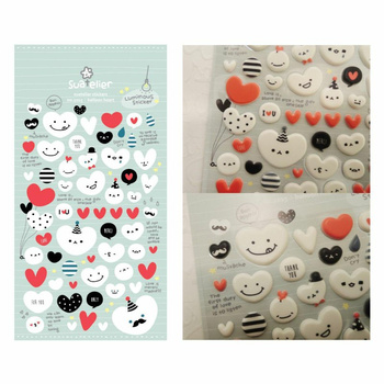 Naklejki ozdobne świecące w ciemności wypukłe Serca