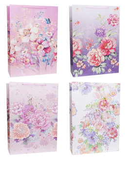 Torebki prezentowe Lux gigant Kwiaty pastel 12 sztuk