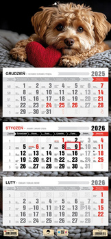 Kalendarz 2026 trójdzielny Piesek KT1 V102