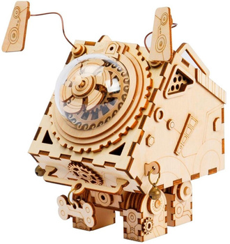 ROBOTIME Drewniane Puzzle 3D - Pozytywka Steampunk Pies