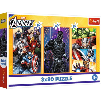 Puzzle 3x80 Dni pełne akcji MARVEL THE AVENGERS34883