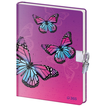 Pamiętnik z kłódką B6 Motyle 60k. gładki