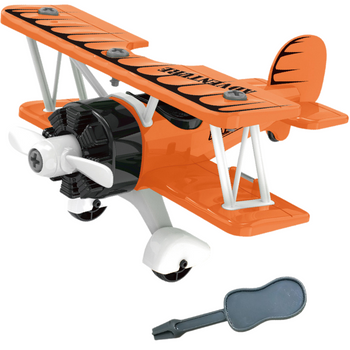 RETRO SAMOLOT DO SKRĘCANIA ZESTAW DIY DWUPŁATOWIEC ZABAWKA DLA DZIECI