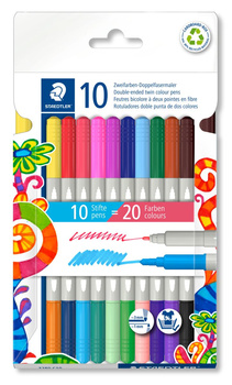 Flamaster dwustronny 1.0-3.0 mm 10 szt 20 kol. Staedtler