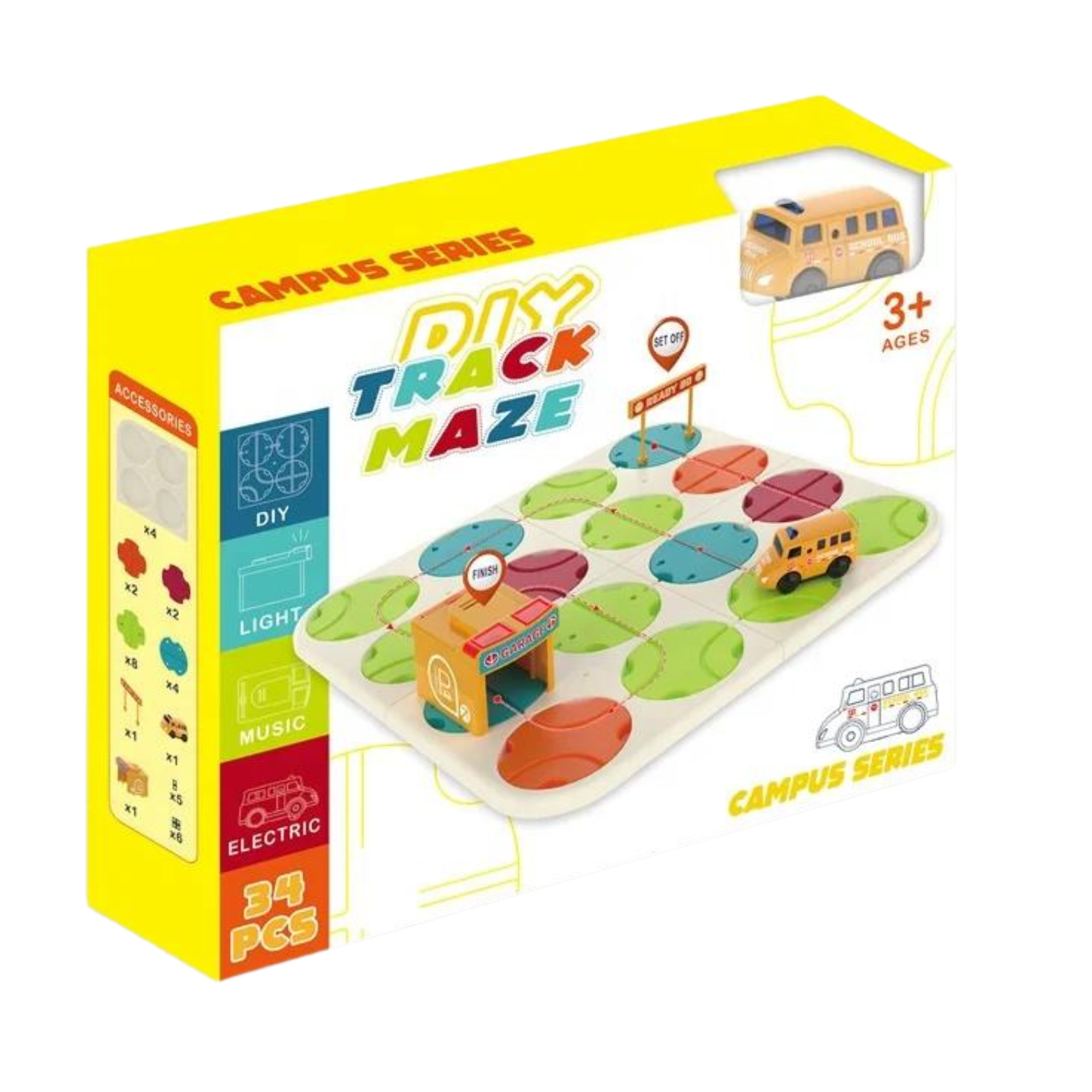 Zestaw Labirynt Drogowy Budowanie Trasy Garaż Autobus Dźwięk Światło