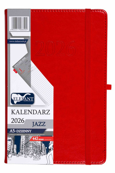 Kalendarz 2026 Jazz A5 dzienny czerwony