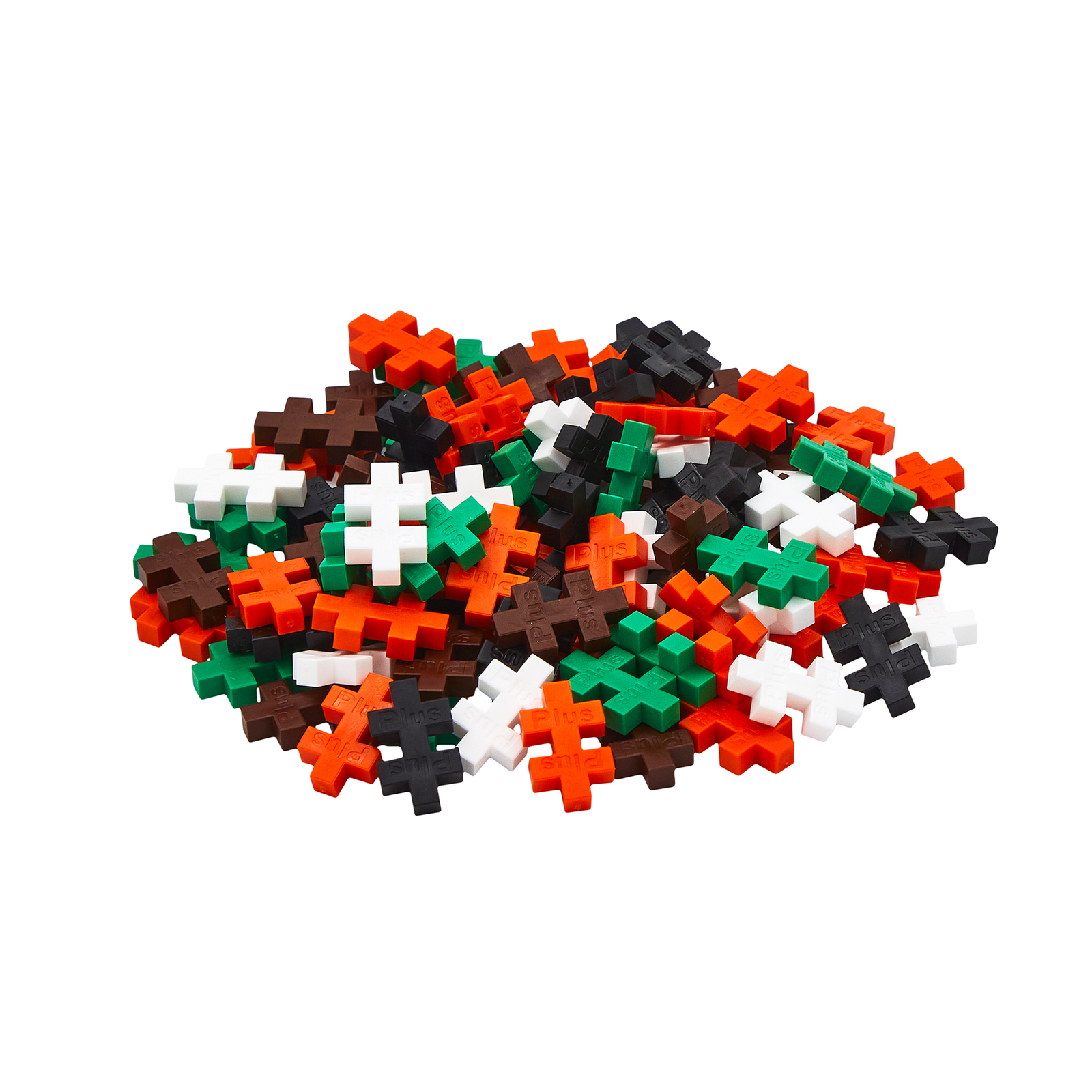 Gotowa konstrukcja tygrysa z klocków Plus-Plus obok tuby