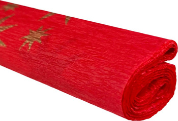 Paczka Bibuła marszczona 50x200 gwiazdy złote na czerwonym 10 rolek