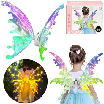 SKRZYDŁA WRÓŻKI ZE ŚWIATŁEM I DŹWIĘKIEM DLA DZIECI KOSTIUM MAGICZNY LED